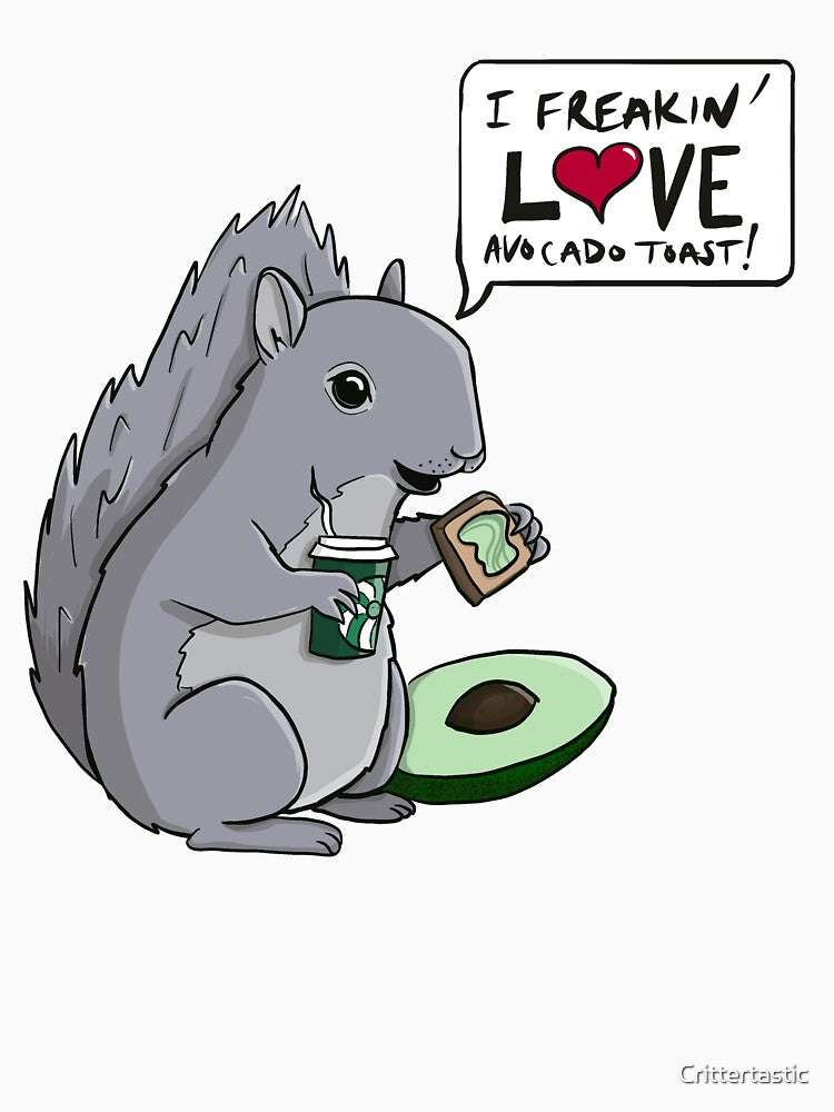 Squirrel with Avocado Toast, by Crittertastic