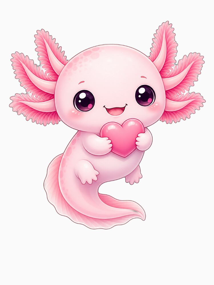Cute Kawaii Axolotl Holding Heart by puredevn
