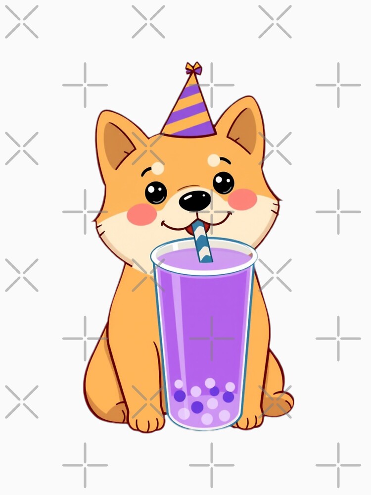 Shiba Inu Boba Tea Milk Party Hat happy birthday kawaii gift funny christmas happy by CheeseBlueprint