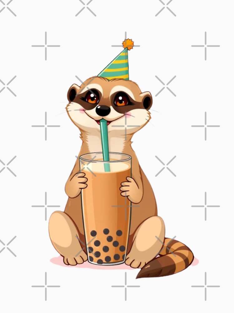 Meerkat  Boba tea milktea Party Hat happy birthday kawaii gift funny christmas happy by CheeseBlueprint
