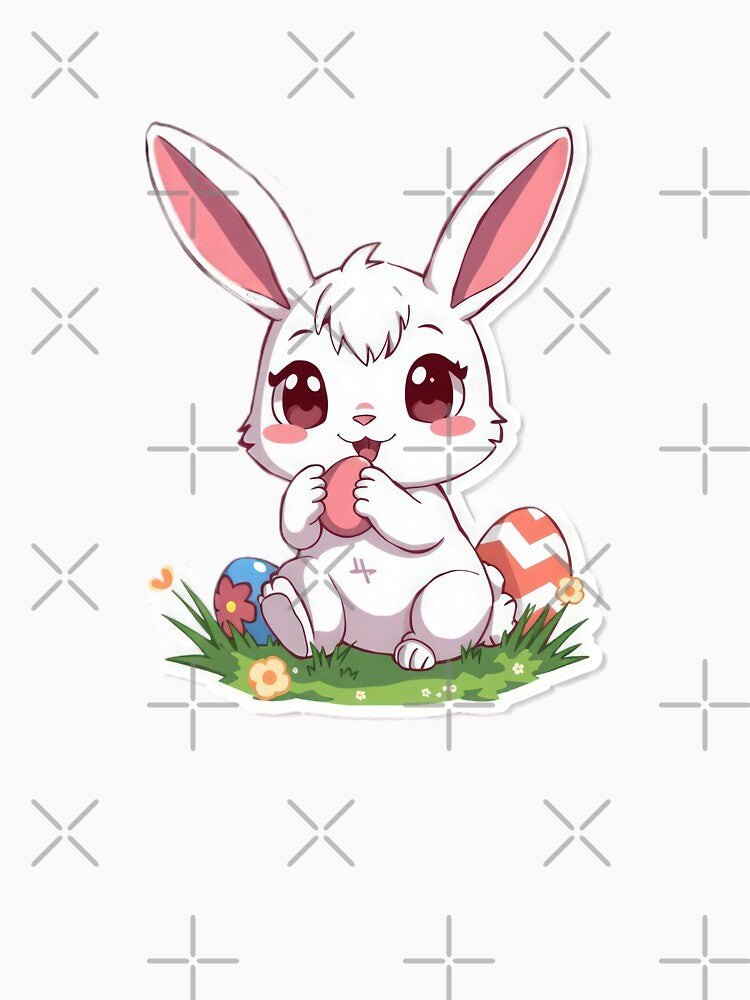 Cute anime bunny with Eggs ,funny easter,Happy Easter,Easter Day,easter illustration by Expressions-Sel