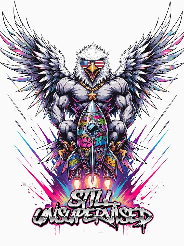 Still Unsupervised Gangster Eagle Gold Chain Rocket Tee v6 by DarylWelsh2024