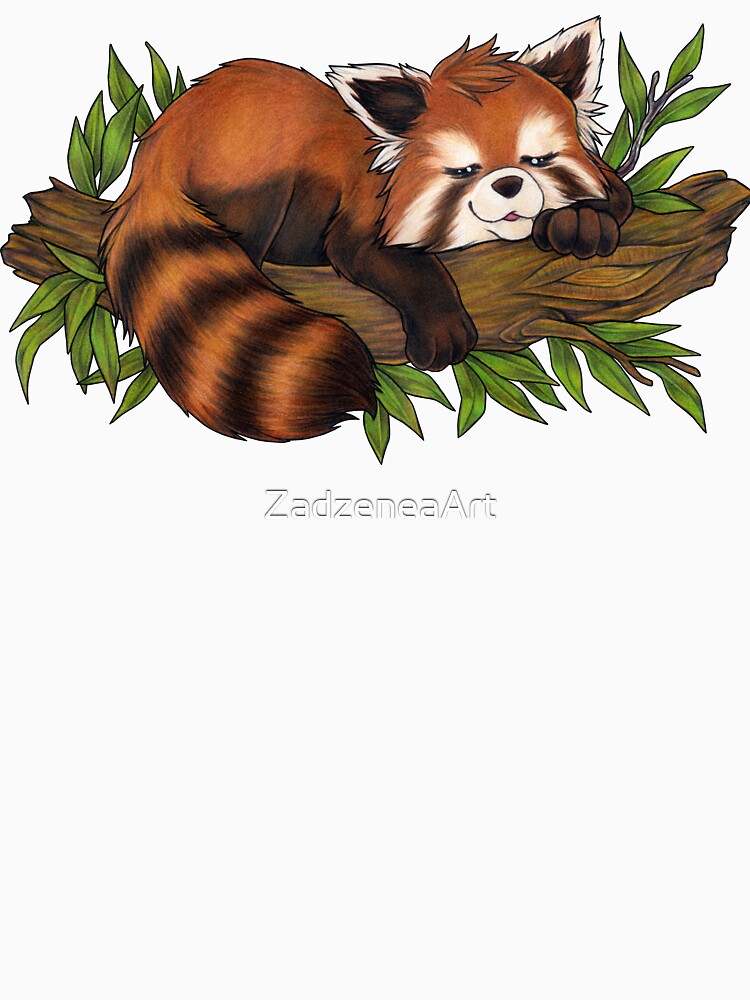 Cute Sleeping Red Panda Gift Sleep by ZadzeneaArt