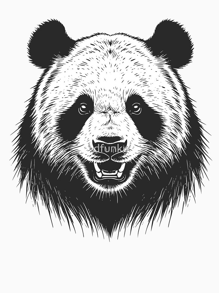 Giant Panda Bear Face Drawing by dfunky