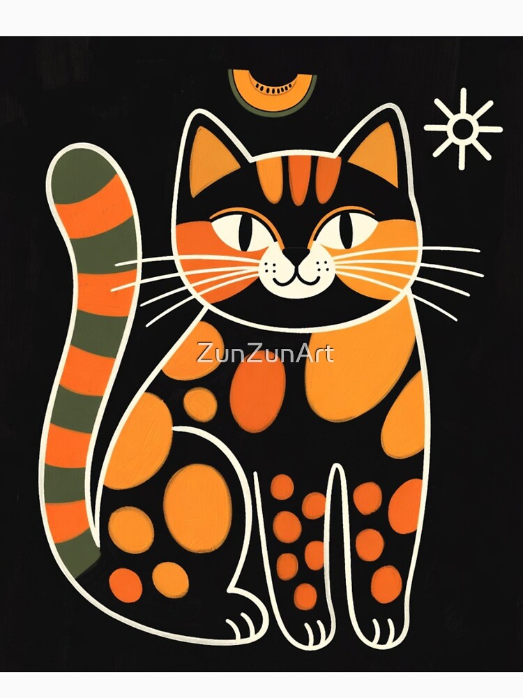 Chunky Cantaloupe Scandinavian Folk Cat by ZunZunArt