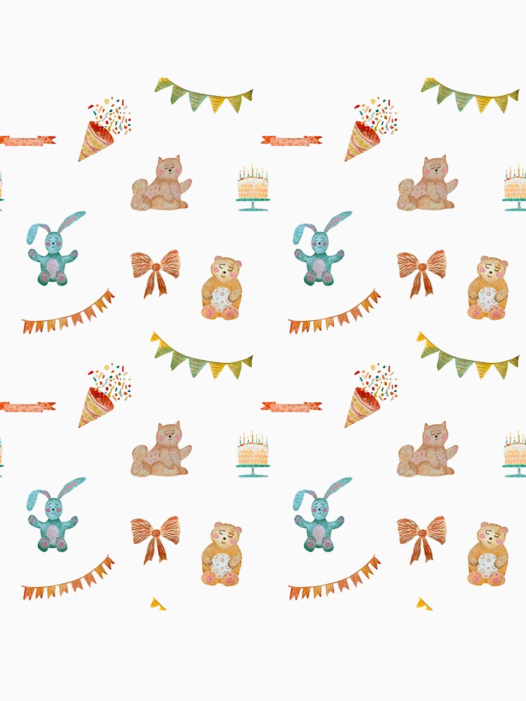Happy birthday cake cat flower pattern watercolor beige by Yana Mustafina | Boho Soulful Designs