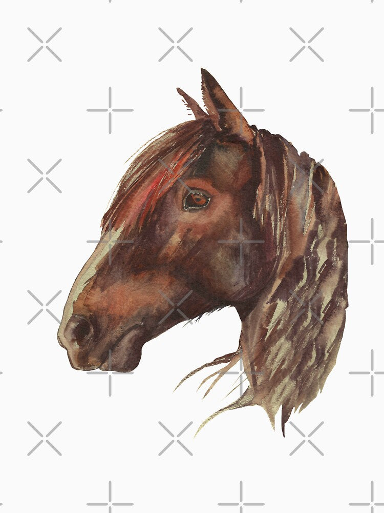 Horse. Horse Head. I love horse. Wild horse. Brown horse. Watercolor horse. by ZheltakovaIana