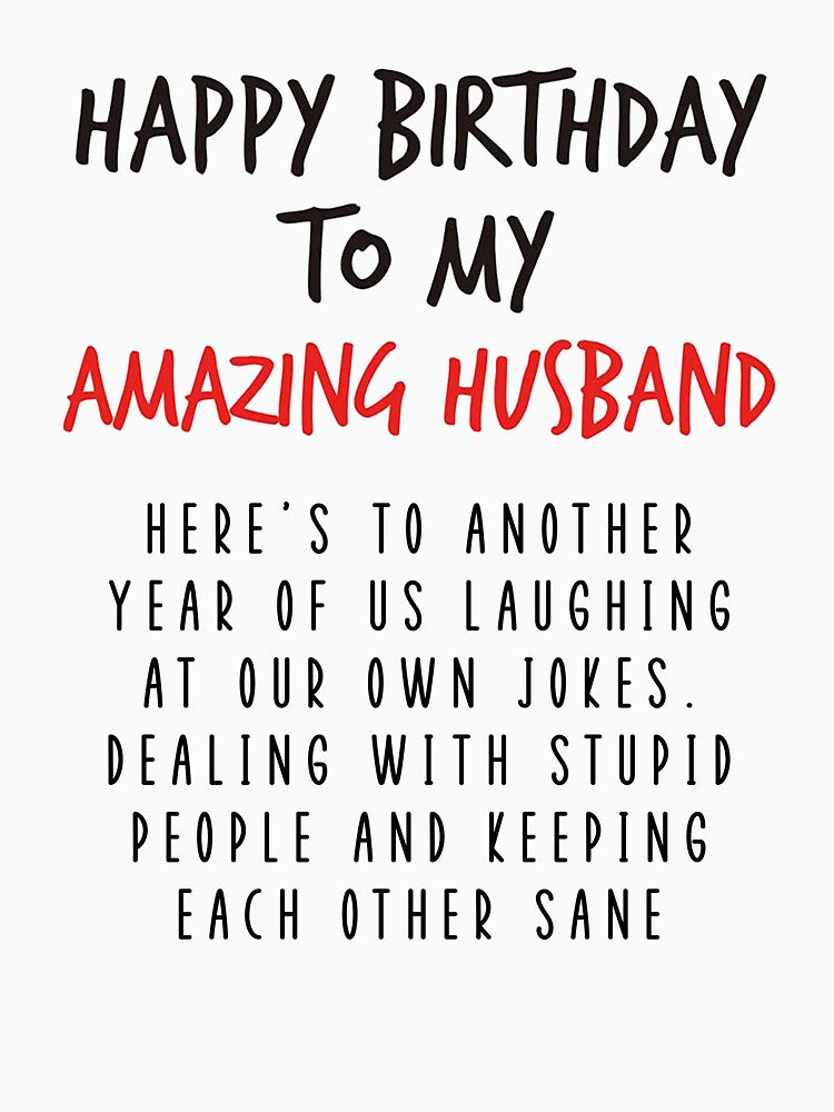 Happy Birthday Card for Husband, Funny Birthday Gift for Amazing Husband Hubby from Wife by Jesticker