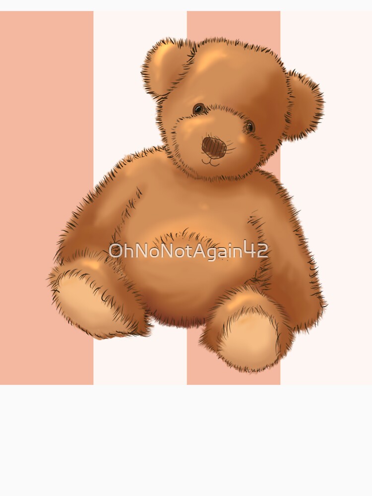 Teddy bear on soft peach stripe by OhNoNotAgain42