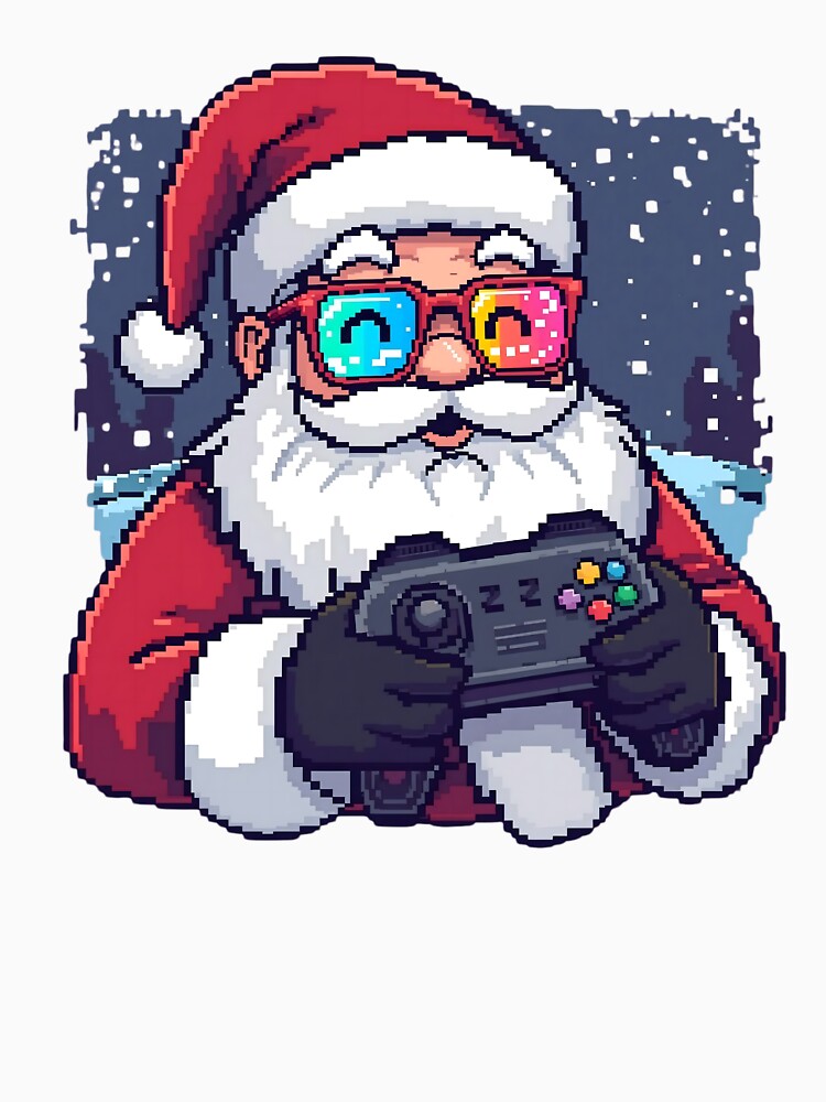 Pixel Gamer Santa | Retro Christmas Gaming Art by SoulenCify