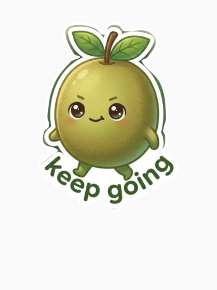 Kiwi “Keep Going” Kawaii Sticker – Motivation Minimal by Dakochaaan