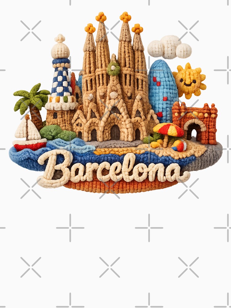 Cute Knitted Barcelona Landmark | Handmade Yarn City Travel Souvenir by Moons Studio