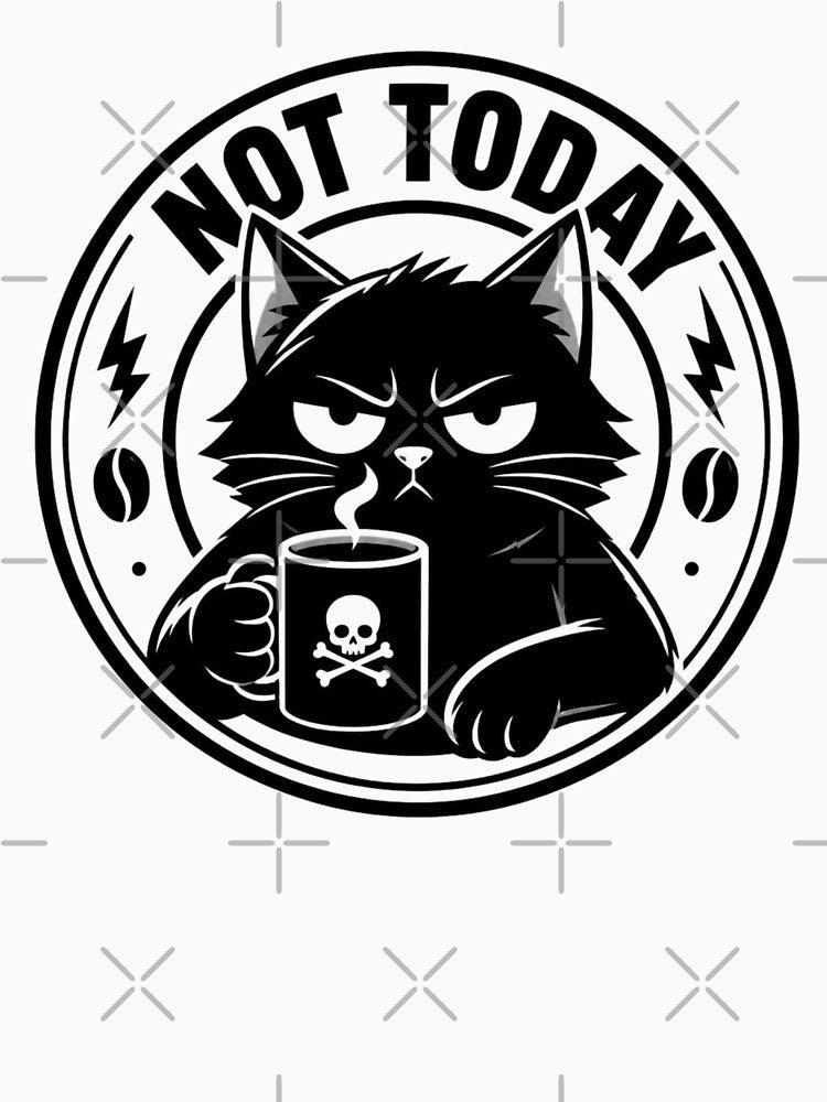 Not Today Grumpy Cat Coffee Skull Mug by Zenvique Art