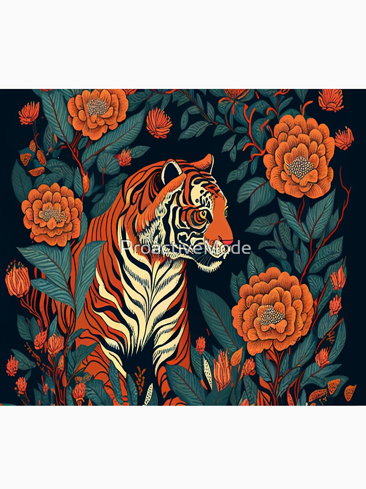 "Golden Blossom Tiger: A Stunning Yellow Floral Design" by ProactiveMode