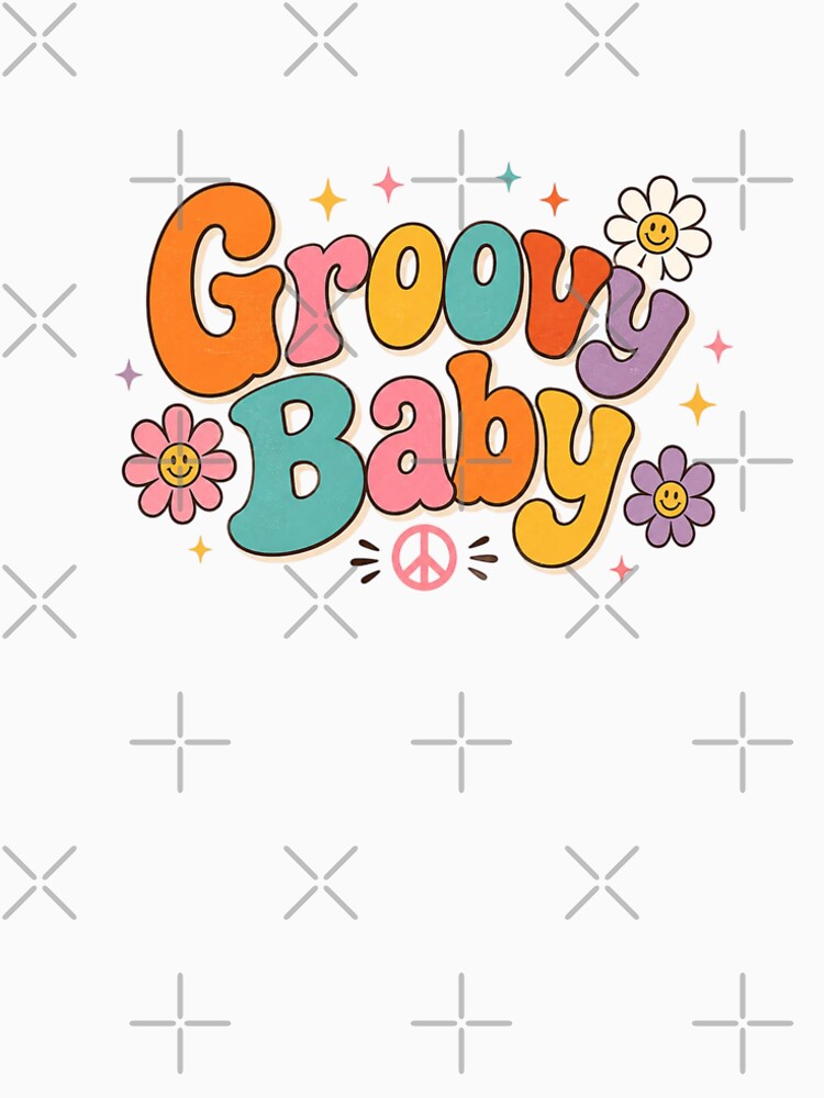 Groovy Baby Retro 70s Cute Hippie Typography | Vintage Flower Aesthetic T-Shirt Sticker by Sanika arts