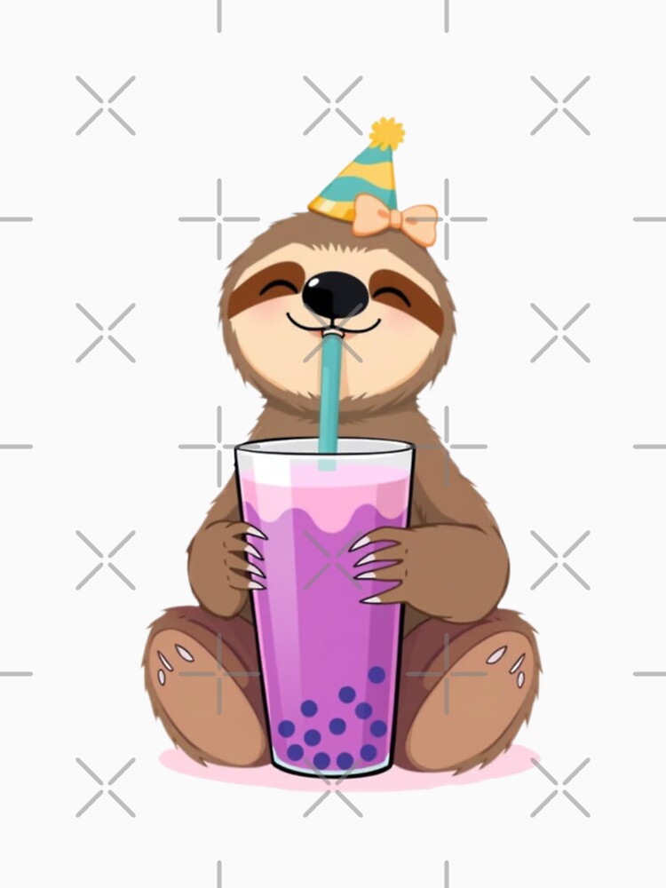 Sloth Boba Tea 3 Milk Chocolate Party Hat happy birthday kawaii gift funny christmas happy by CheeseBlueprint