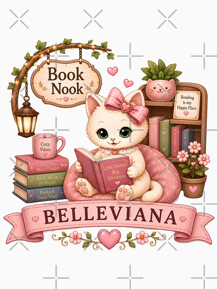 Cute Book Nook Cat Gift by belleviana