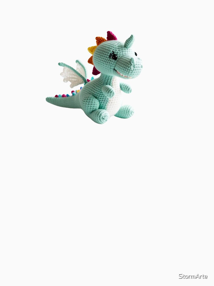 Magical crochet dragon image with wings – fantastic and colorful design by StormArte