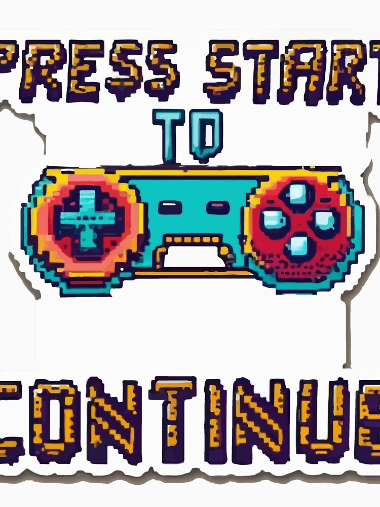Retro Game Controller 'Press Start to Continue' Pixel Art by NiftyWrx