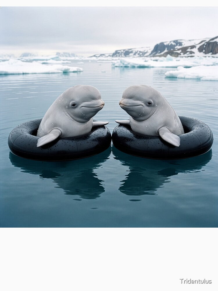 Baby Beluga Whales in the Deep Blue Sea by Tridentulus