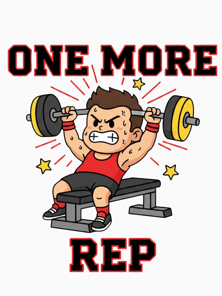 One More Rep Gym Motivation Cartoon | Fitness Workout Illustration for Digital Products by CozyPops