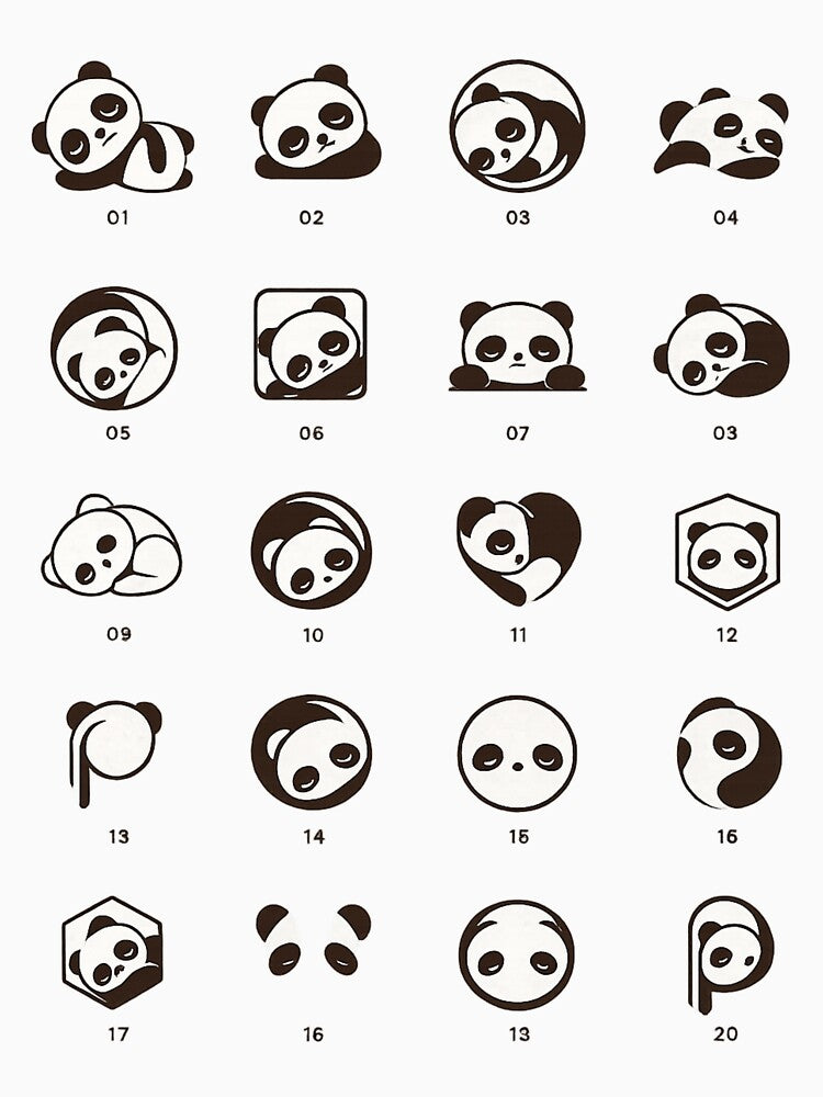 Cute Sleeping Panda Icon Set | Kawaii Panda Emoji Pack | Minimal Panda Faces & Stickers | Cozy Animal Aesthetic Design by sumodesign