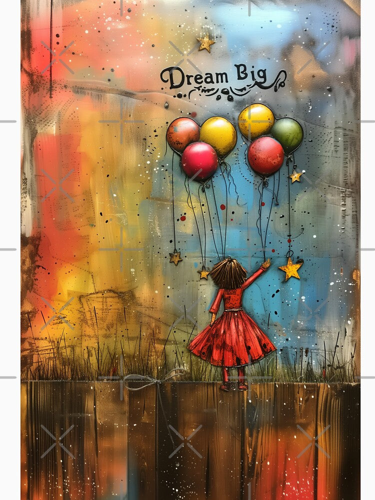 Dream Big - Inspirational Balloon and Stars Art Print by Mephisto696
