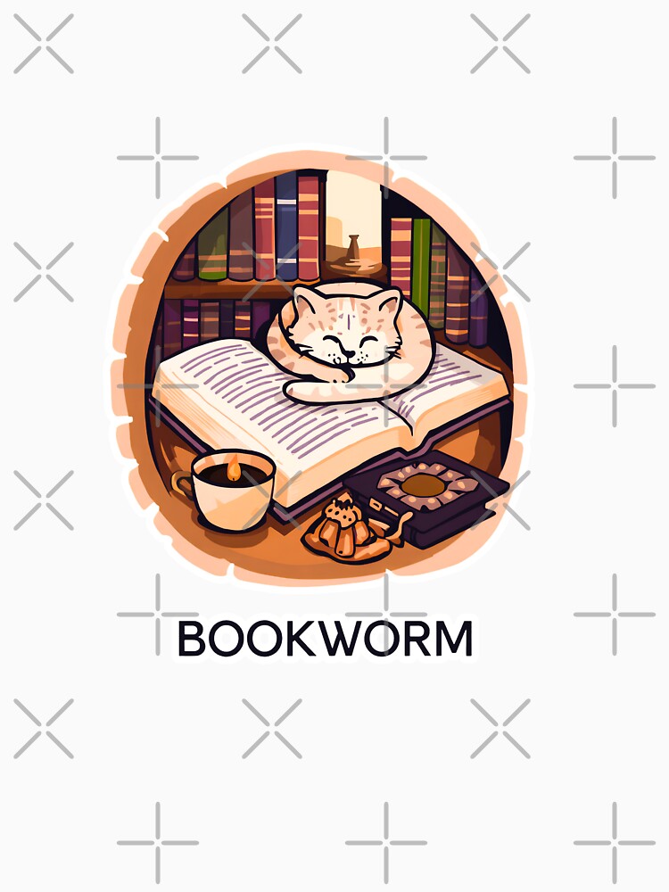 Bookworm Cozy Cat Reading Sticker Illustration by Kavya Art