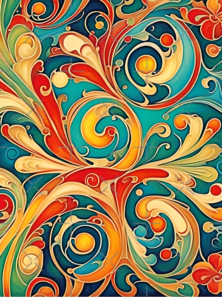Flower Power Colourful Floral Pattern Art Nouveau by druidwolfart