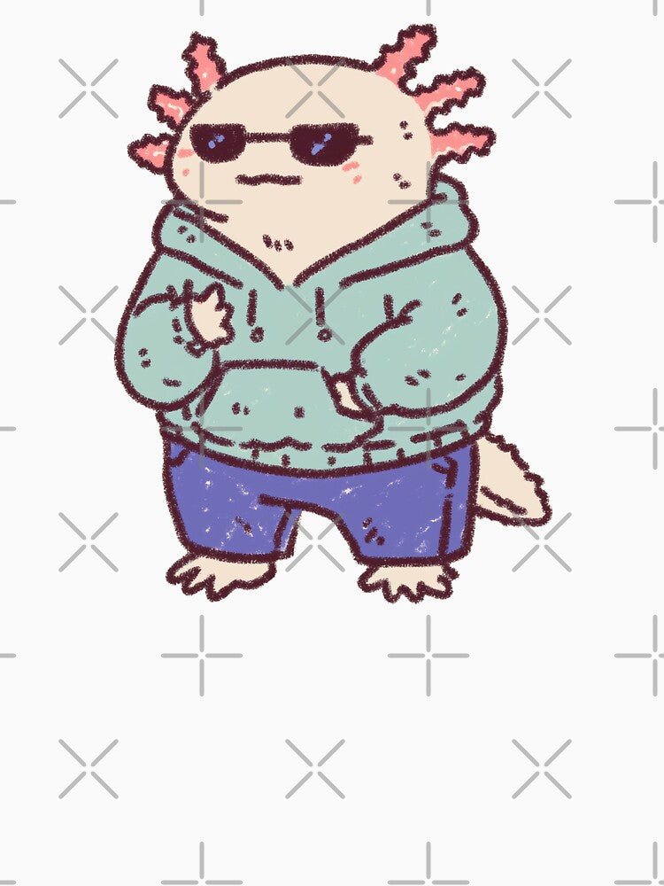 Nonchalant Axolotl, hoodie and sunglasses illustration by Magnificent Lizard