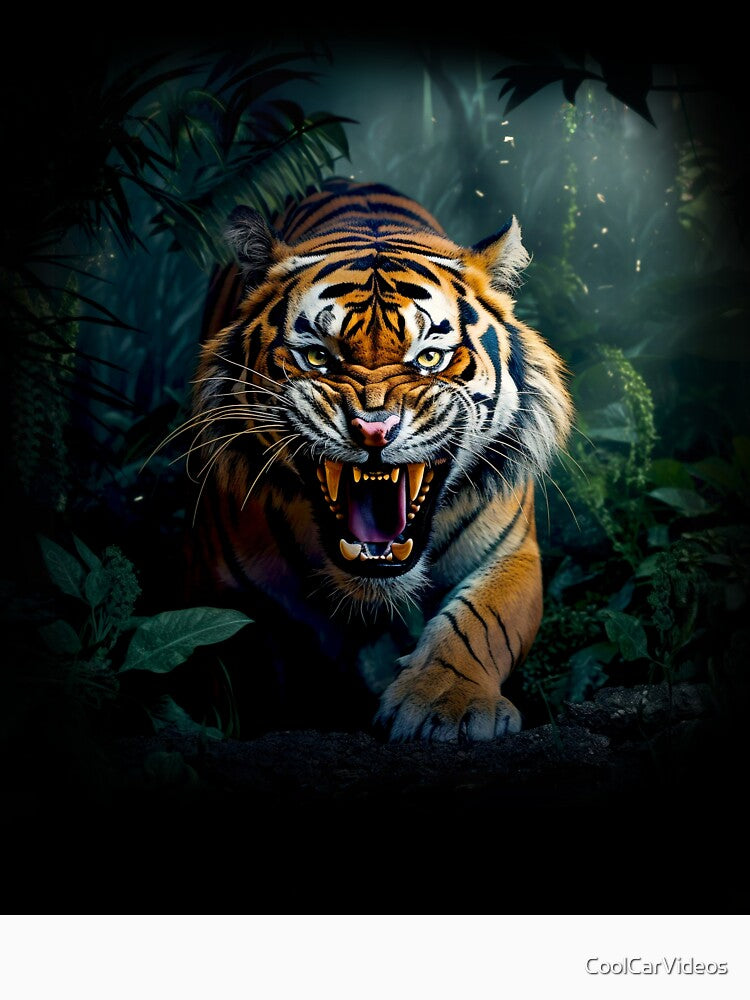 Growling Tiger coming out of the Dark Jungle by CoolCarVideos