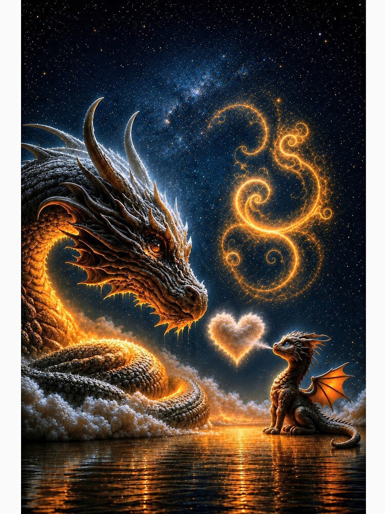 Dragon Mother and Baby – Heartwarming Fantasy Dragon Family Art by DrakariArt