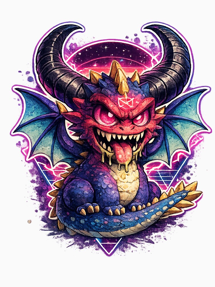 Cute Demon Dragon – Chibi Fantasy Monster Sticker by AlexLineArt