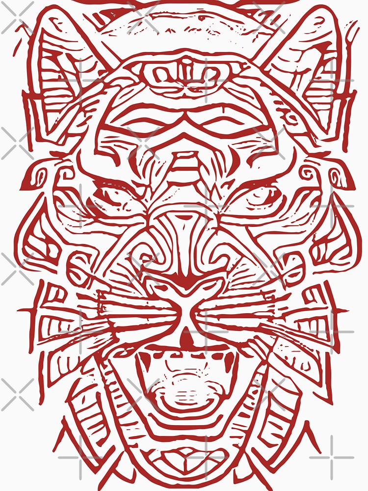 Tiger Tribal Tattoo Tiger With a Slightly Human Face Red Version by pelagio