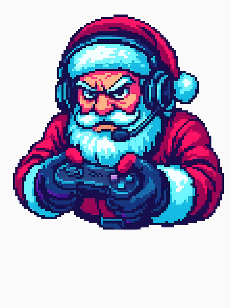 Pixel Santa Gamer | Retro Christmas Art by SoulenCify