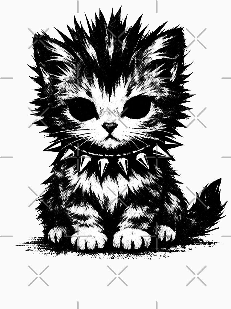 Vintage Funny Cat Punk Kitten Cat Meme by will freed18