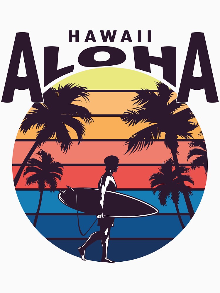 Retro Aloha Hawaii Vacation Beach Sunset Vintage Hawaiian Summer by STORHAMIDO