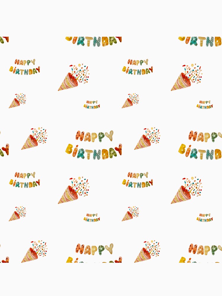 Happy birthday cute colorful pattern a watercolor by Yana Mustafina | Boho Soulful Designs
