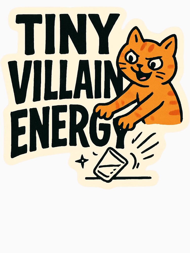 Tiny Villain Energy Funny Orange Cat Design by NicoVeithen