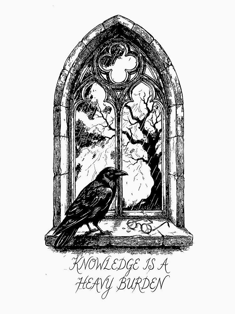 Gothic Window Raven Wing Lament - Moody Dark Academia by bapupa
