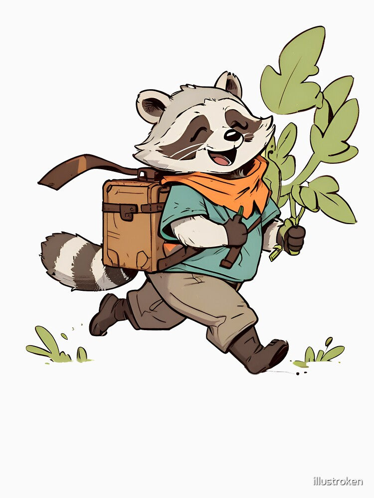 Raccoon on his walk by illustroken