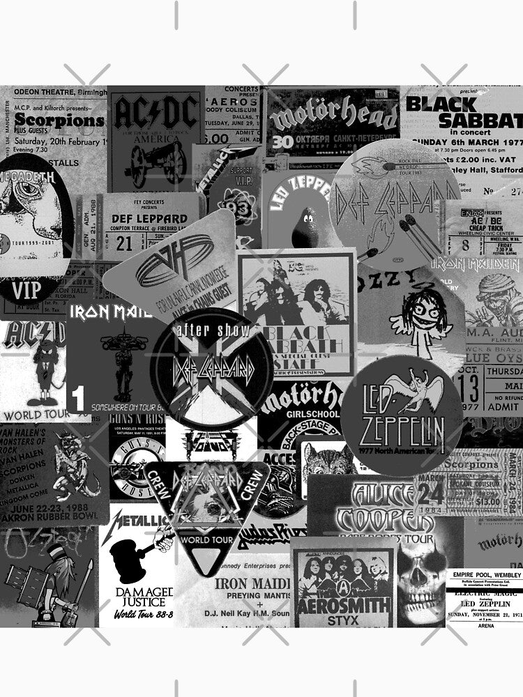 I miss concerts - hard rock and heavy metal ticket stubs and backstage passes BW by Iheartrecords