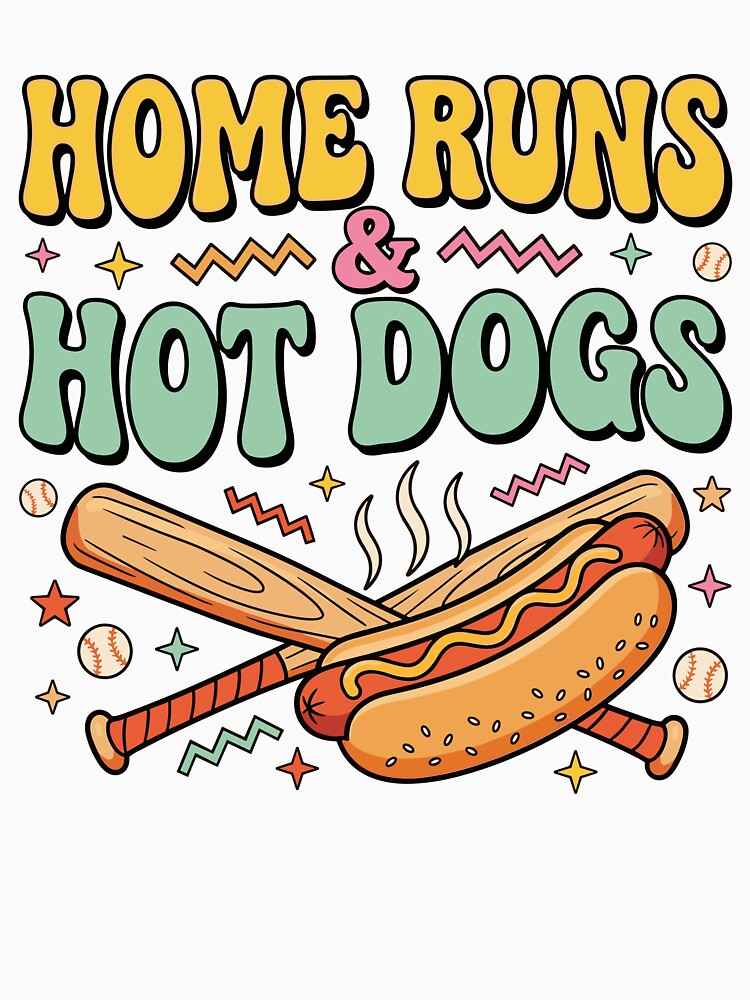 Home Runs and Hot Dogs Retro Baseball Kids Gift by KroghDs