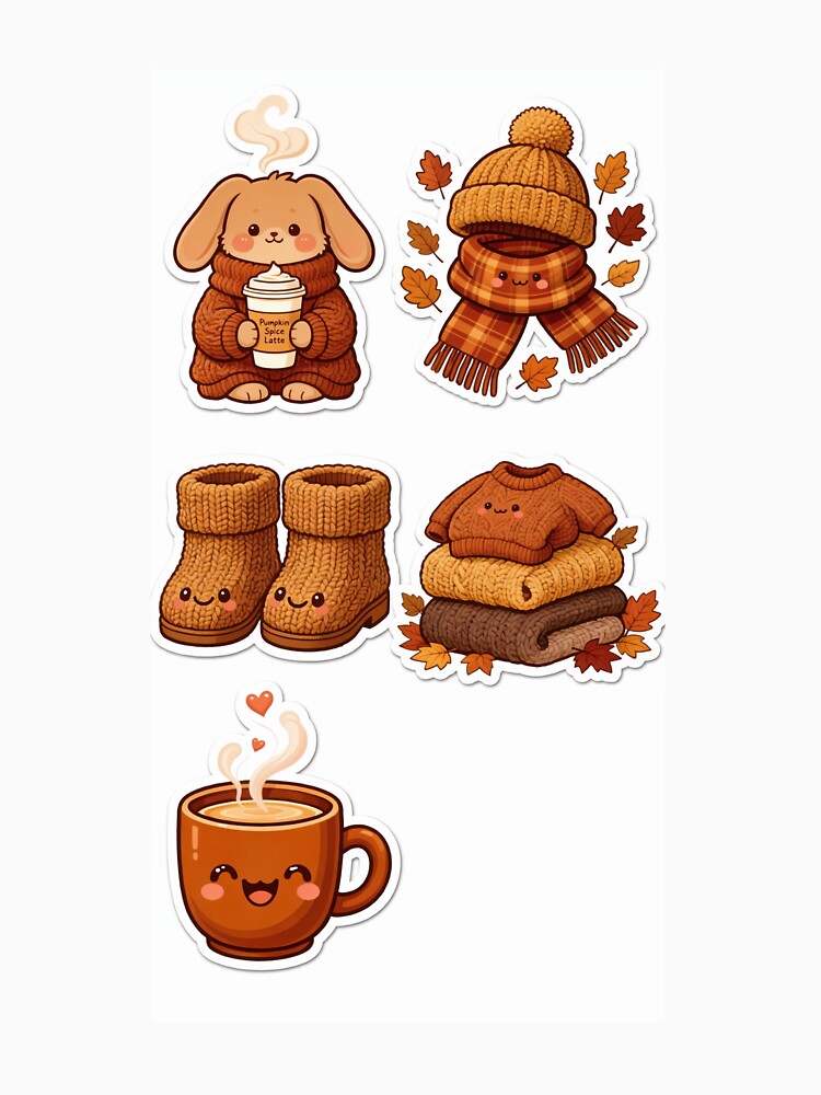 PNG stickers inspired by cozy fall fashion by haloregino