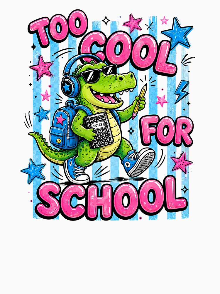 Too Cool for School Alligator Design by wingedpendesign