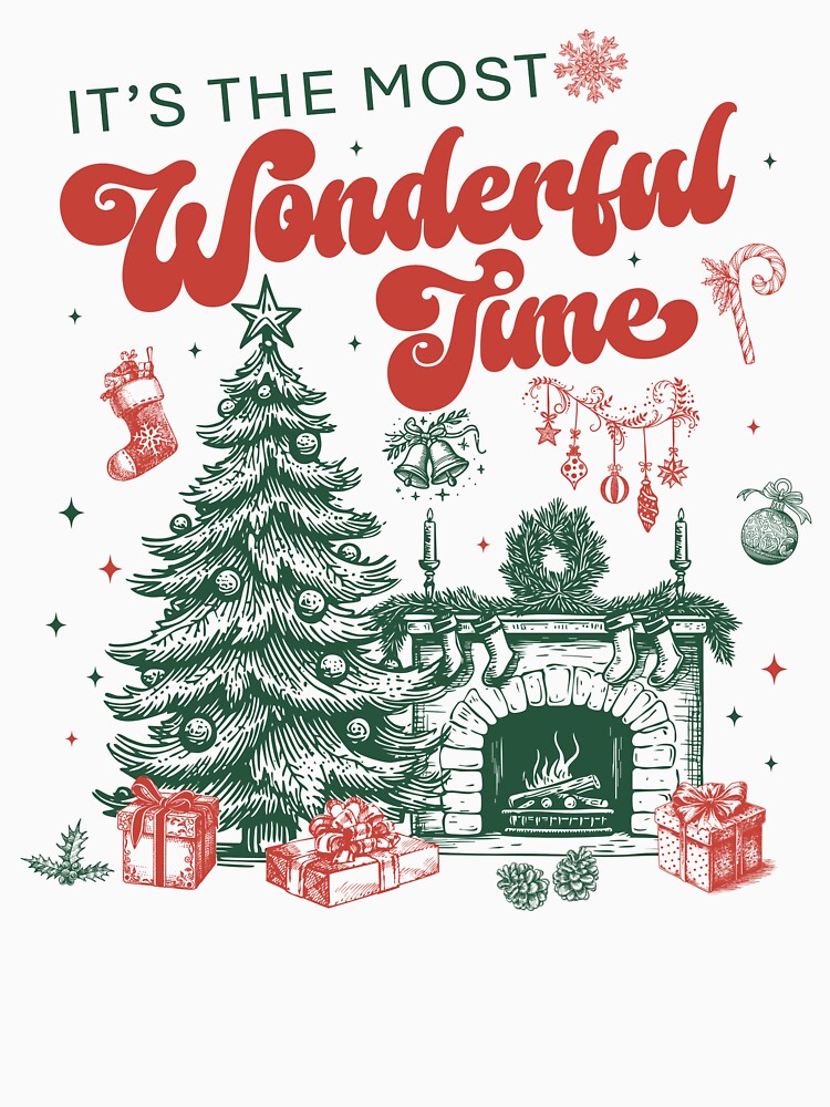 Christmas Time Shirt Most Wonderful Time Tee Vintage Christmas Sweatshirt Retro Xmas T-Shirt by LessIsLoud