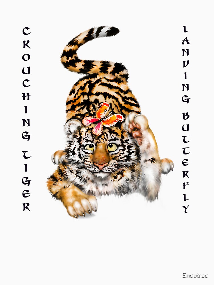 Crouching Tiger Landing Butterfly | WT Cartoon Tiger Cub by Snootrac
