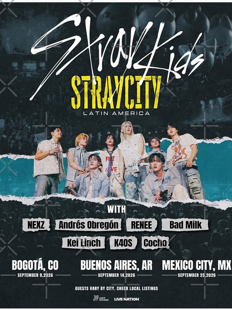 Stray Kids STRAYCITY logo latin america world tour poster SKZOO DIVINE Korea You make stray kids STAY SKZ kpop bang chan lee know changbin hyunjin han felix seungmin IN 5 star by Kpop-Noona