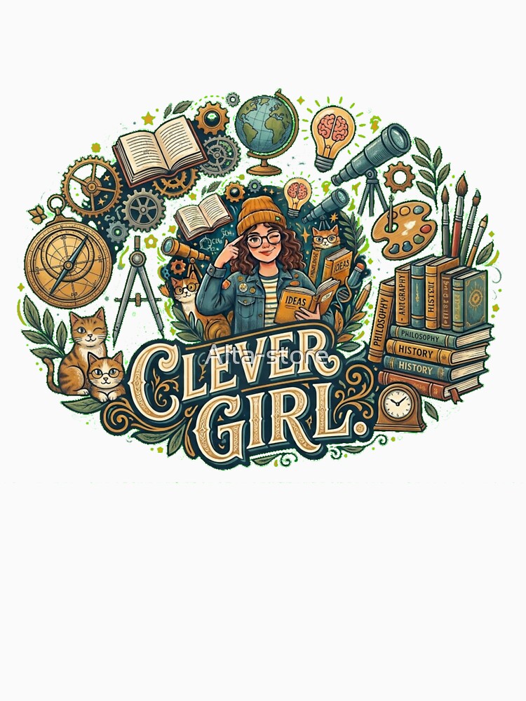 Smart Girl Universe Education Vintage Illustration by Alta-store