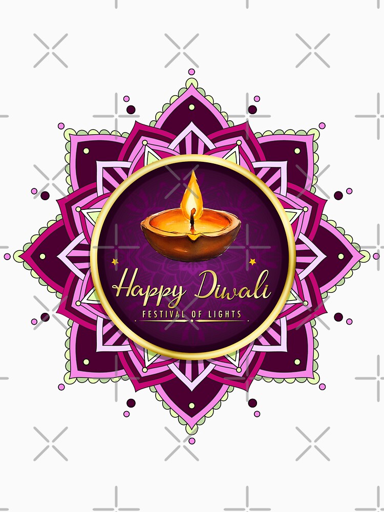 yoga Happy Diwali ver 2 | Festival of Lights | Indian Deepavali Celebration with Diyas, Rangoli & Lord Ganesha | Hindu Festival Art & Gifts by mndesignworx
